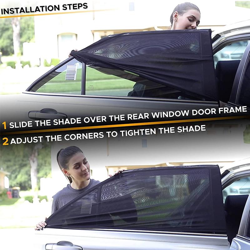 2Pcs Car Window Sunshade Mosquito Prevention UV Protective Breathable Mesh Side Window Sun Shade Cover Car Exterior Accessories