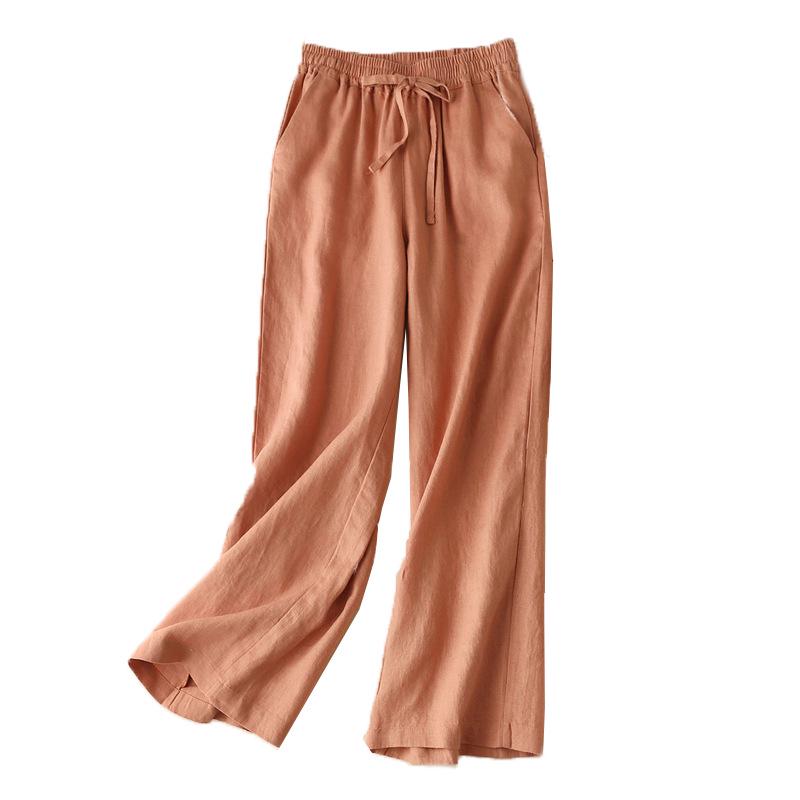 Women's High Waist Cotton Linen Wide Leg Pants - Loose, Slimming, Breathable, Plus Size, Casual Straight Leg for Spring and Autumn