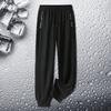Men's Summer Ice Silk Elastic Men's Casual Pants Versatile Straight Sports Quick Drying Fattened Plus Long Pants Boys