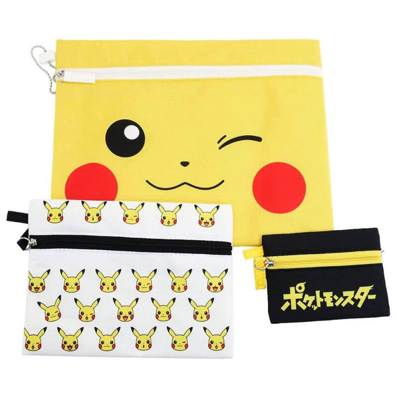 Pikachu Pouch 3-piece set