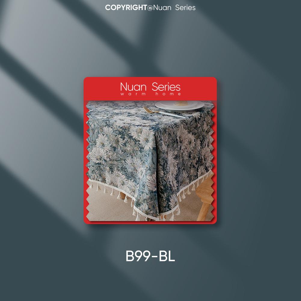 1PC Nuan Series Artistic Jacquard Romantic Style Polyester Tablecloth with Tassels for Dining Table Coffee Table Makeup Table Home Decor