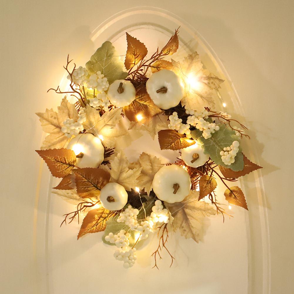 Fall Wreath Front Door Artificial Autumn Wreath Pumpkin Berry Branchesm Leaves Outdoor