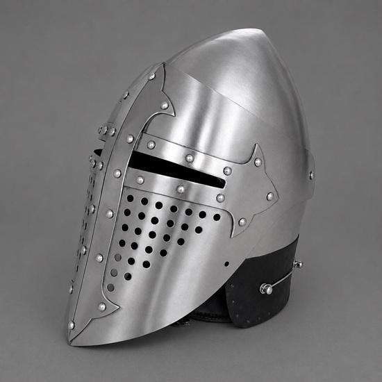 Handmade Steel Crusader Knight Helmet, Medieval Wearable Armor, LARP Cosplay Armory