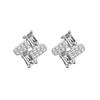 Geometric Moissanite Stud Earrings Women Sterling Long Rectangle Design Lightweight Luxury Daily Wear