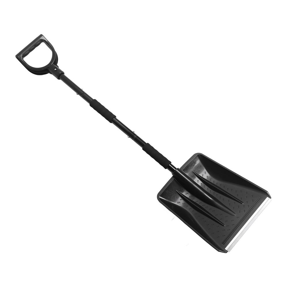 Zestaw 3 w 1 do odśnieżania Przenośna składana łopata do śniegu ze skrobaczką do lodu i szczotką do ogrodu, na kemping, do samochodu Czarny