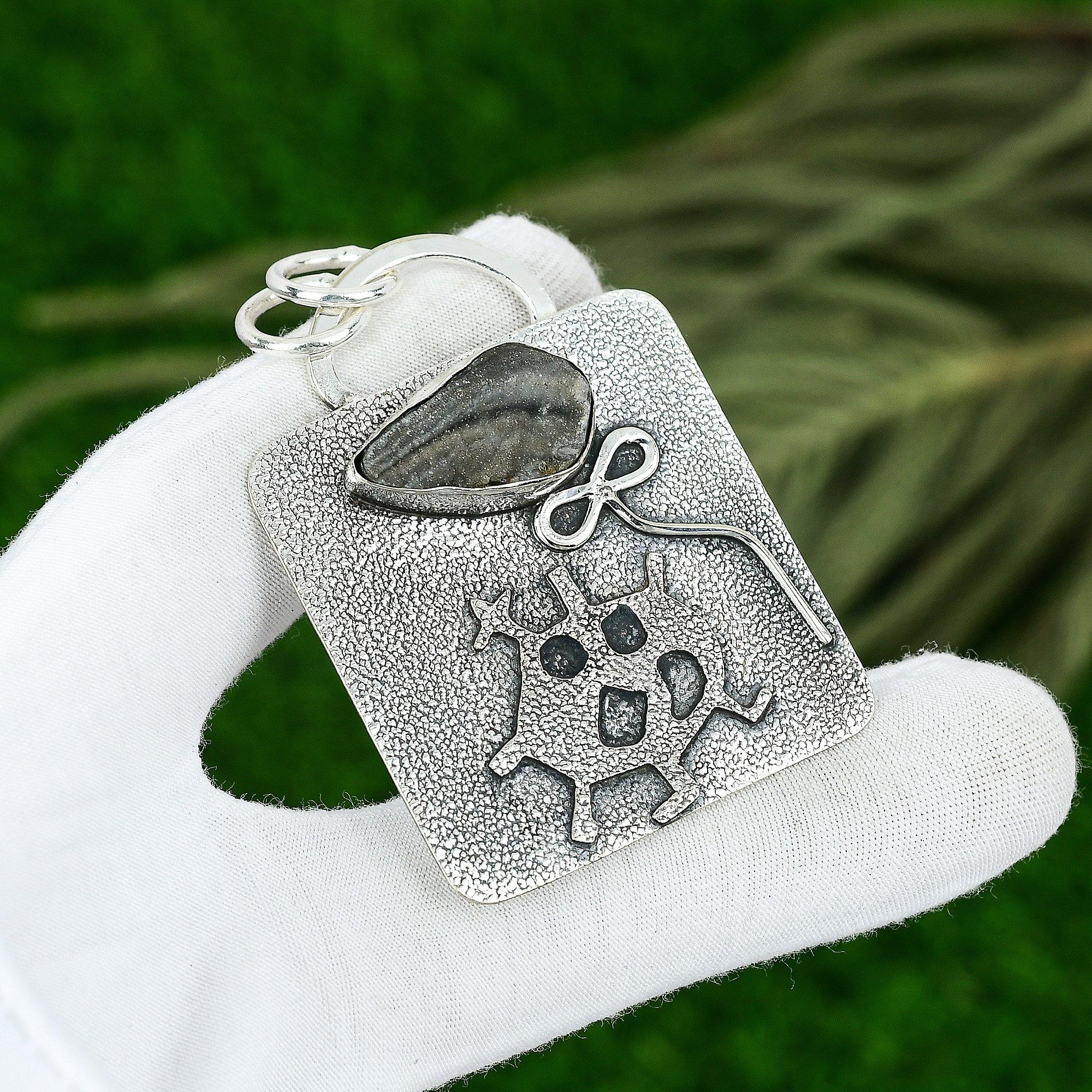 

Распродажа ко Дню дочерей Натуральный жеод агат друза Юбилей Бохо кулон 925 серебро