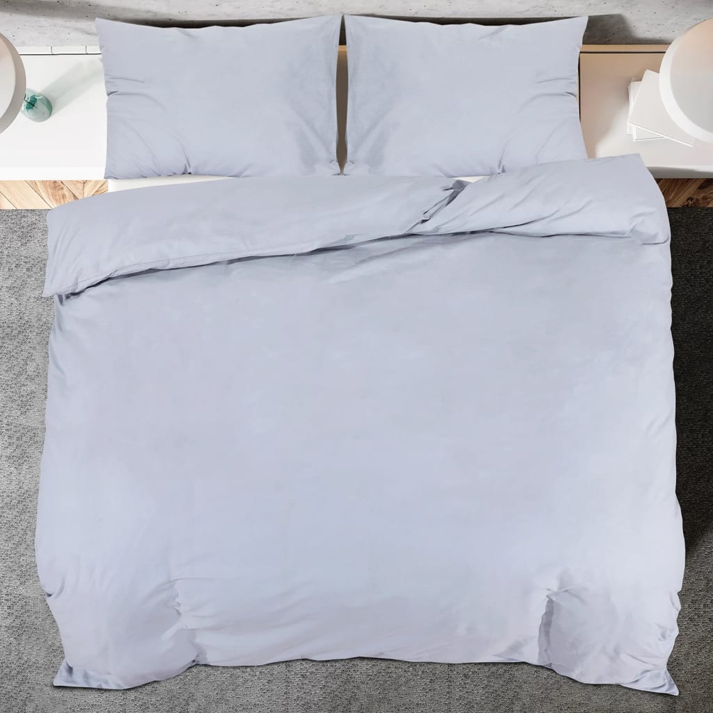 Vidaxl Bedding Set, Grey, 200X220 Cm, Cotton