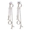 Dior DIOR Logo Rhinestone Chain Swing Earring SilverUsed