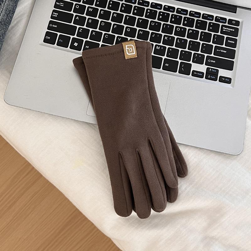 Gloves Winter Women's New Riding Driving Windproof Fleece Thickened Warm Windproof Cold Five-finger Tide