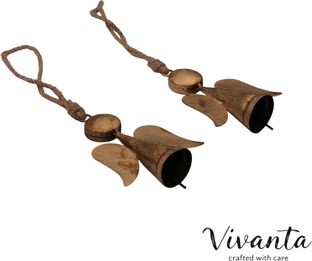 Håndlagde 3 stk, Rustikke gull skytsengelpynt med bjeller, 4,5 tommer minnegave til juletrepynt og gårdshus hjem