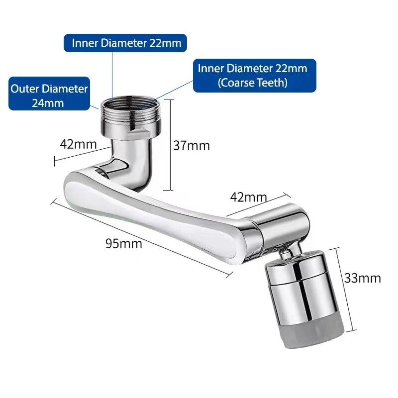 

New Universal Rotation Extender Faucet Aerator Plastic Splash Filter Kitchen Tap Washbasin Faucets Bubbler Nozzle Robotic Arm серебряный