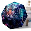 Flaming Tiger Emblem Outdoor Automatic Umbrella Retractable Design with 8-Rib Durability Lightweight Perfect Gift for Friends Family