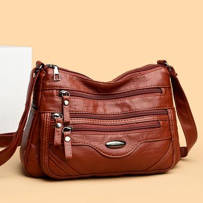 PU Crossbody Bag Women's Shoulder Bag Multi-compartment Middle-aged Mother Bag