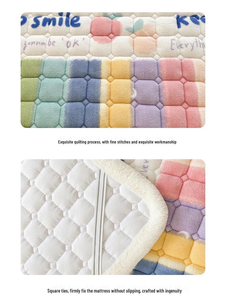 Gesteppter Samt Matratzentopper - Weiches Korallenfleece Winterauflage, Verdickte und Warme Tatami-Matte.