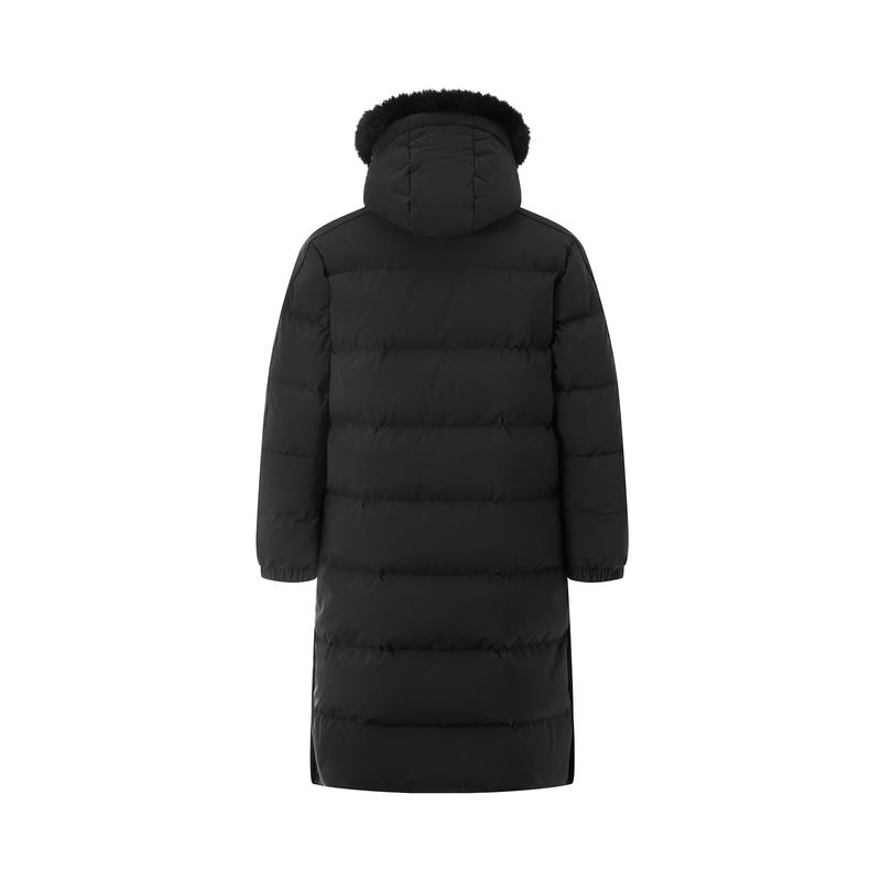 Li Ning Sports Trend Series Warm Hooded Long Comfortable Versatile Down Jacket Unisex Outerwear Black AYMU177-1