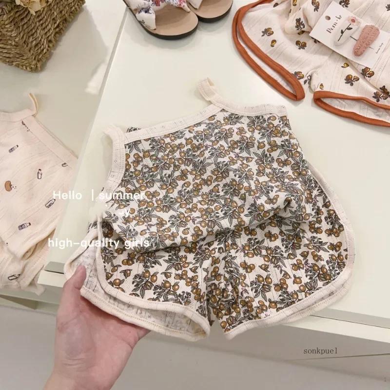 2Pcs New Baby Girl Clothes Set Children Summer Kids Set Cute Cartoon Vest Shorts Tops Suit 2025