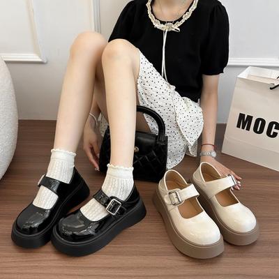 С юбкой круглая голова японские jk маленькие кожаные туфли женские осень 2025 новые на толстой подошве Мэри Джейн французские ретро одинарные туфли