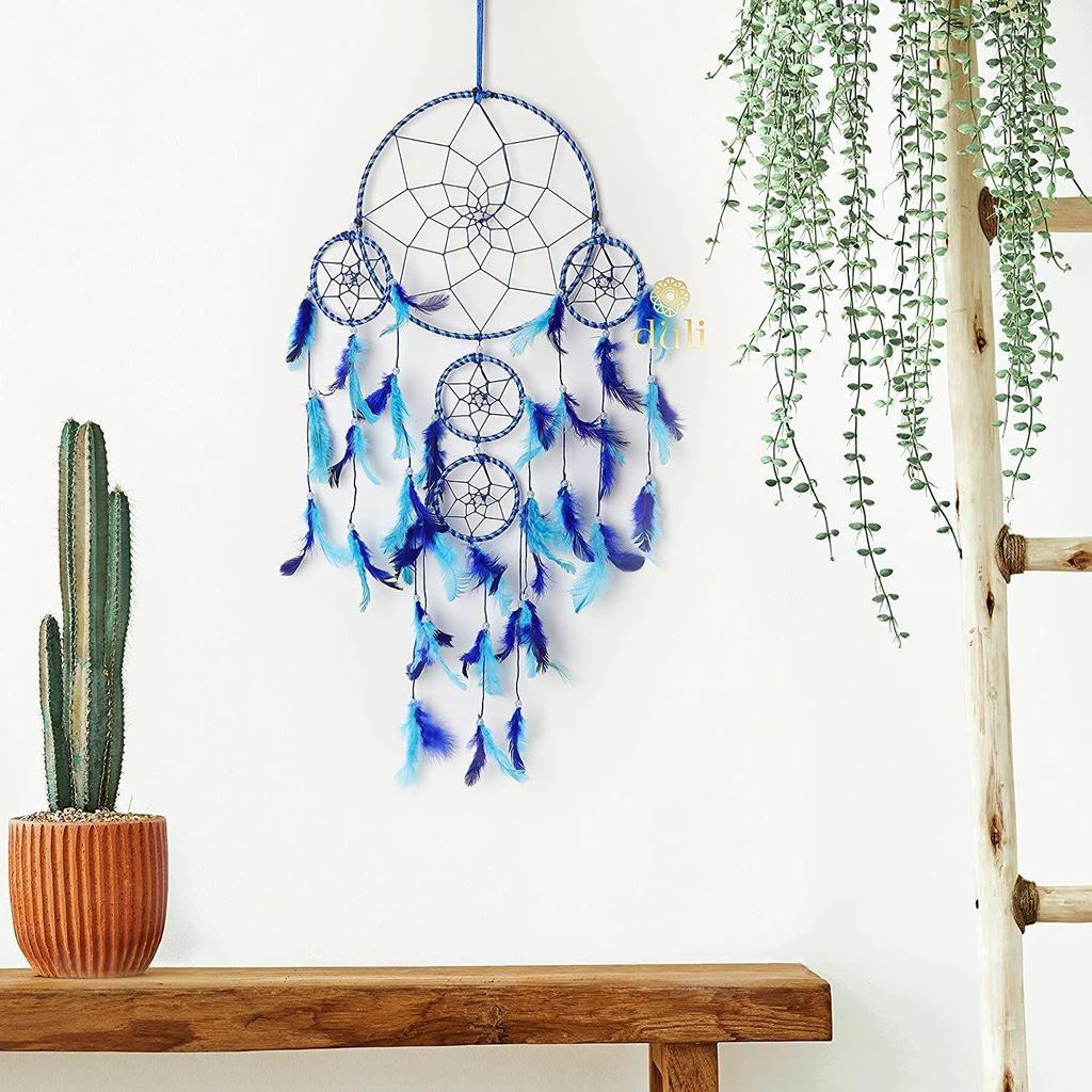 Dream Catcher Traditional Indian Dreamcatcher Wall Art for Bedrooms, Home Wall, Hanging Design, Height (Blue),Metal
