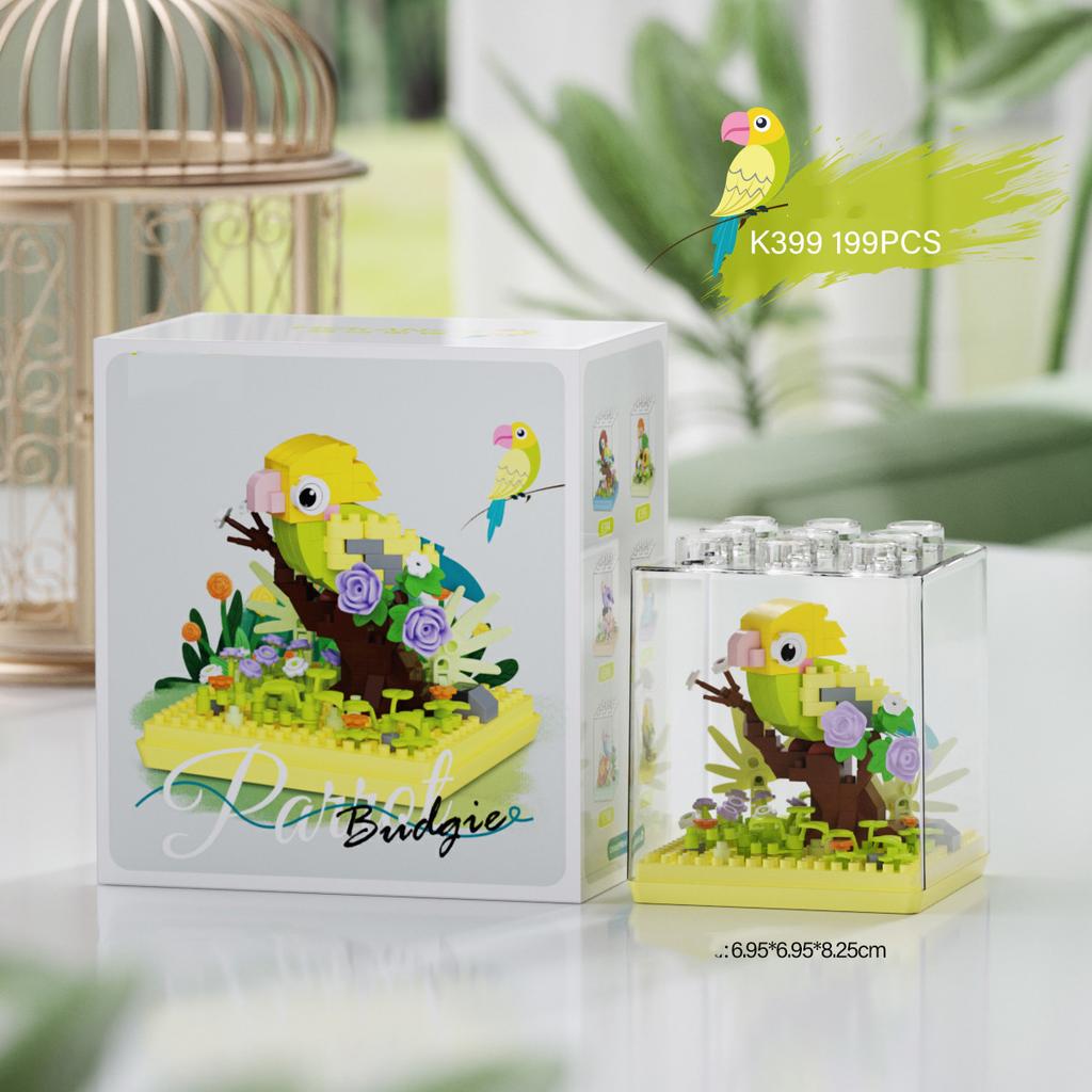 Idea Lovely Animal Nanobricks Micro Diamond Block Cute Birds Park Set Parrot Model 3D Walls Brick Construction Toys For Kid Gift