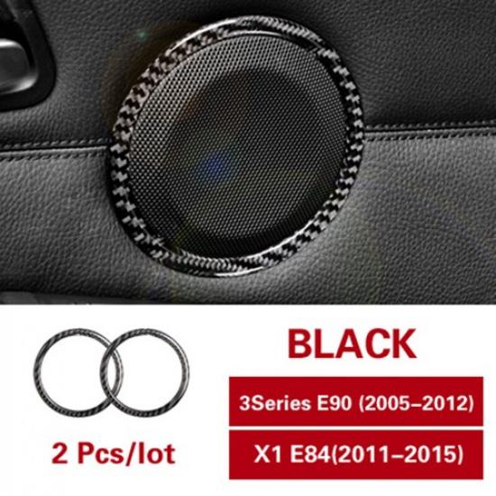 Carbon Fiber + Rubber Car Door Speaker Decorative Circle Sticker For BMW E90 E84