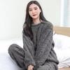 Pajama Set Pullover And Pants 2 Piece Women Velvet Ribbed Fleece Warm Casual Thicken Lounge Wear Autumn