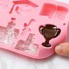 Silicone Mold for Cake Chocolate Graduation Themed Shapes Including Book Trophy Diploma Cap Backpack School Building Design