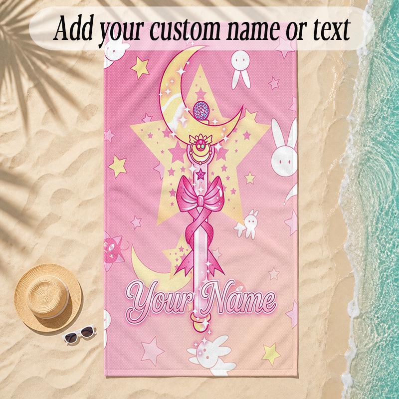 Beach TowelSailor Moon Custom Name Text Personalized Soft Towel for Beach Pool Indoor Home Decor Gift