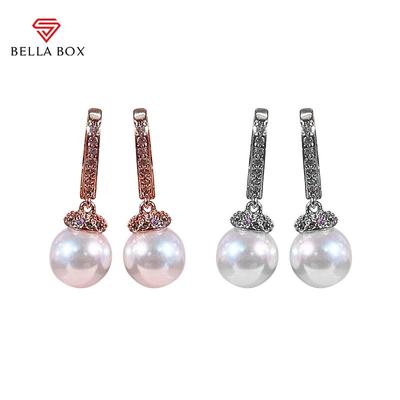Klassische Damen-Ohrringe, runde weiße Tropfen-Ohrringe, Schmuck