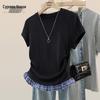 Sibaishe Damen Kurzarm-T-Shirt mit Farbblock