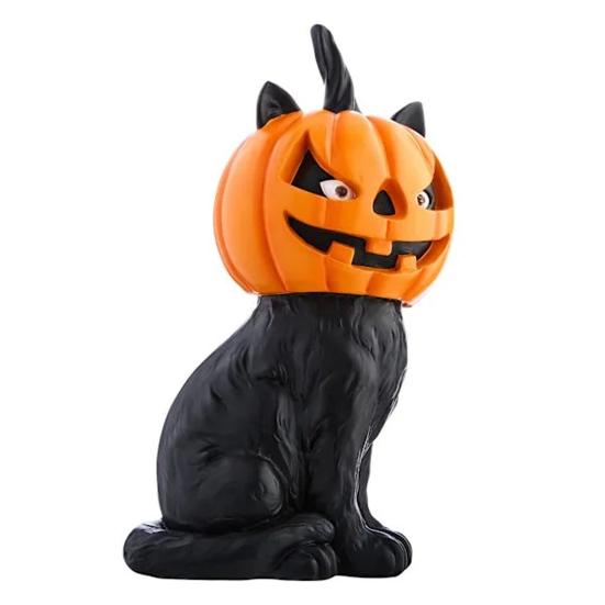 Halloween Decoration Black Cat Pumpkin Statue Resin Collectible Halloween Figurines