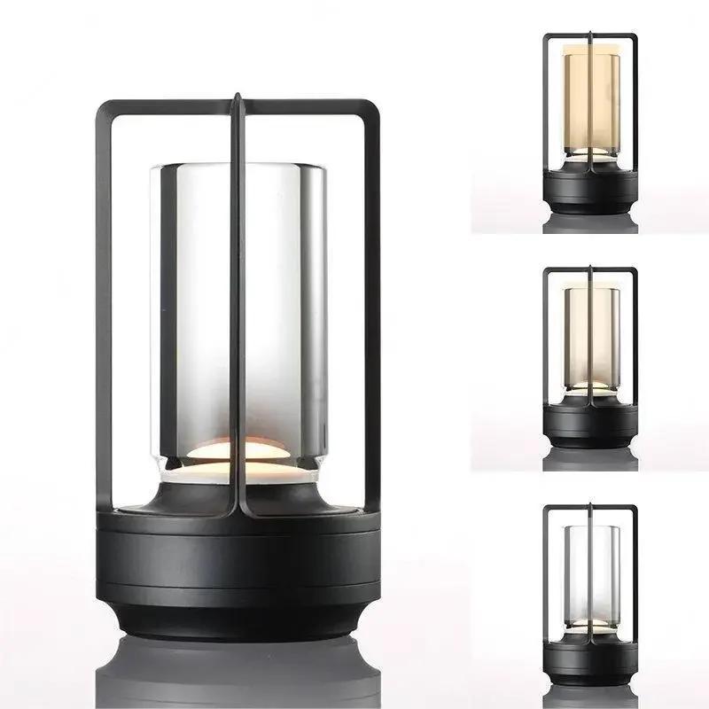 USB Charging Table Lamp Aluminum Restaurant Bar Desk Lamp Dimming Atmosphere USB Charging Touch Switch Decoration