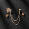 Crystal Rhinestone Star Brooch Lapel Pin Suit Shirt Badge Tassel Chain Corsage For Men Women Jewelry Clothing Accessories