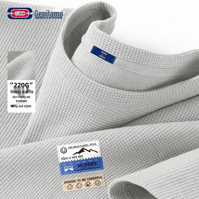 GENIOLAMODE Men s Waffle Knit Short Sleeve T-Shirt 3XL