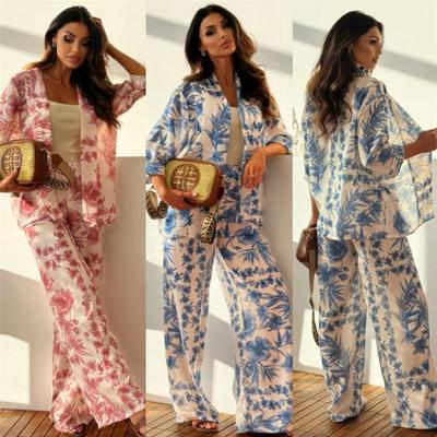 Summer New Fashion Casual Holiday Style Long Sleeve Trousers Printed Suit Two-piece Set