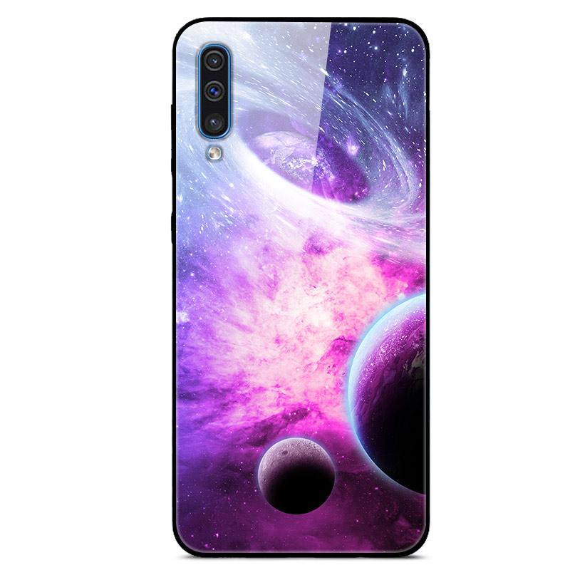 For Samsung A50 Case A51 Tempered Glass Planet Space Cover Glass Back Case for Samsung Galaxy A50S A51 A50 A 50 Fundas Coque
