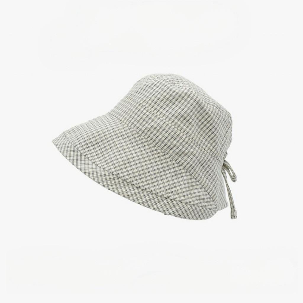 Summer Grid Fisherman Hat With Wide Brim And Breathable Canvas For Sun Protection