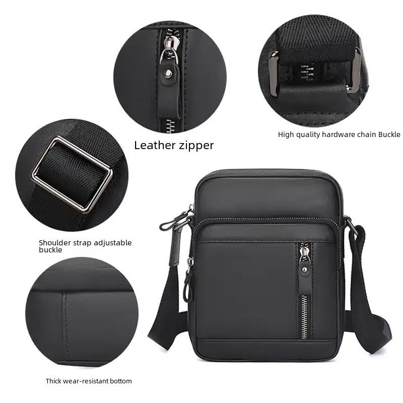 Jiameida Men's Genuine Leather Lightweight Messenger Bag - Casual Cowhide Shoulder Bag