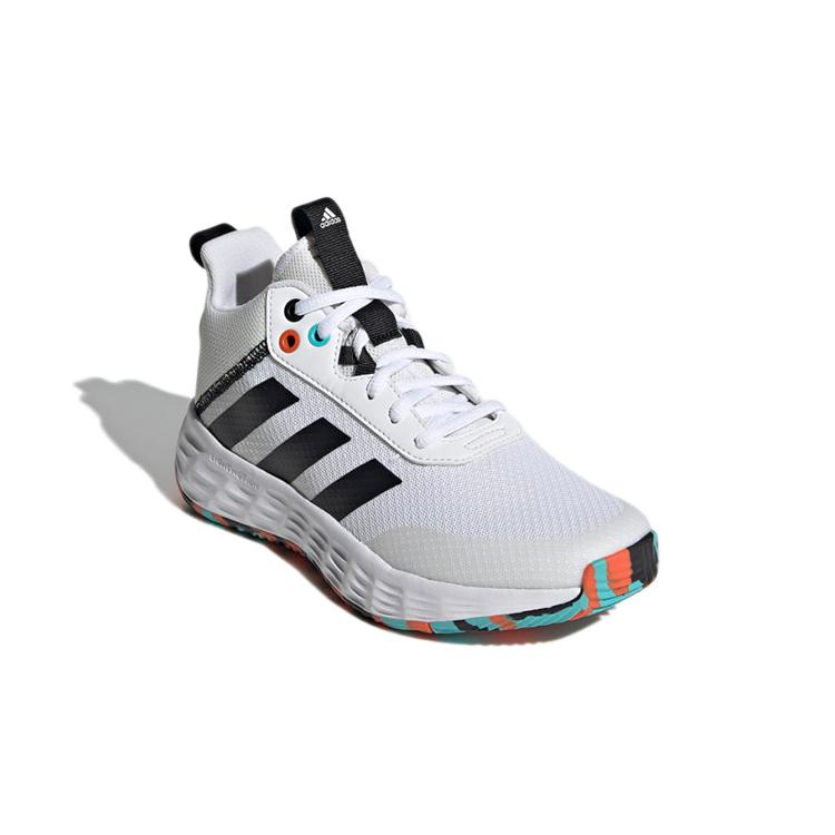 Adidas OwnTheGame 2.0 Slip Resistant Abrasion Resistant Mid top Performance Basketball Shoes White Black Kids' H01556