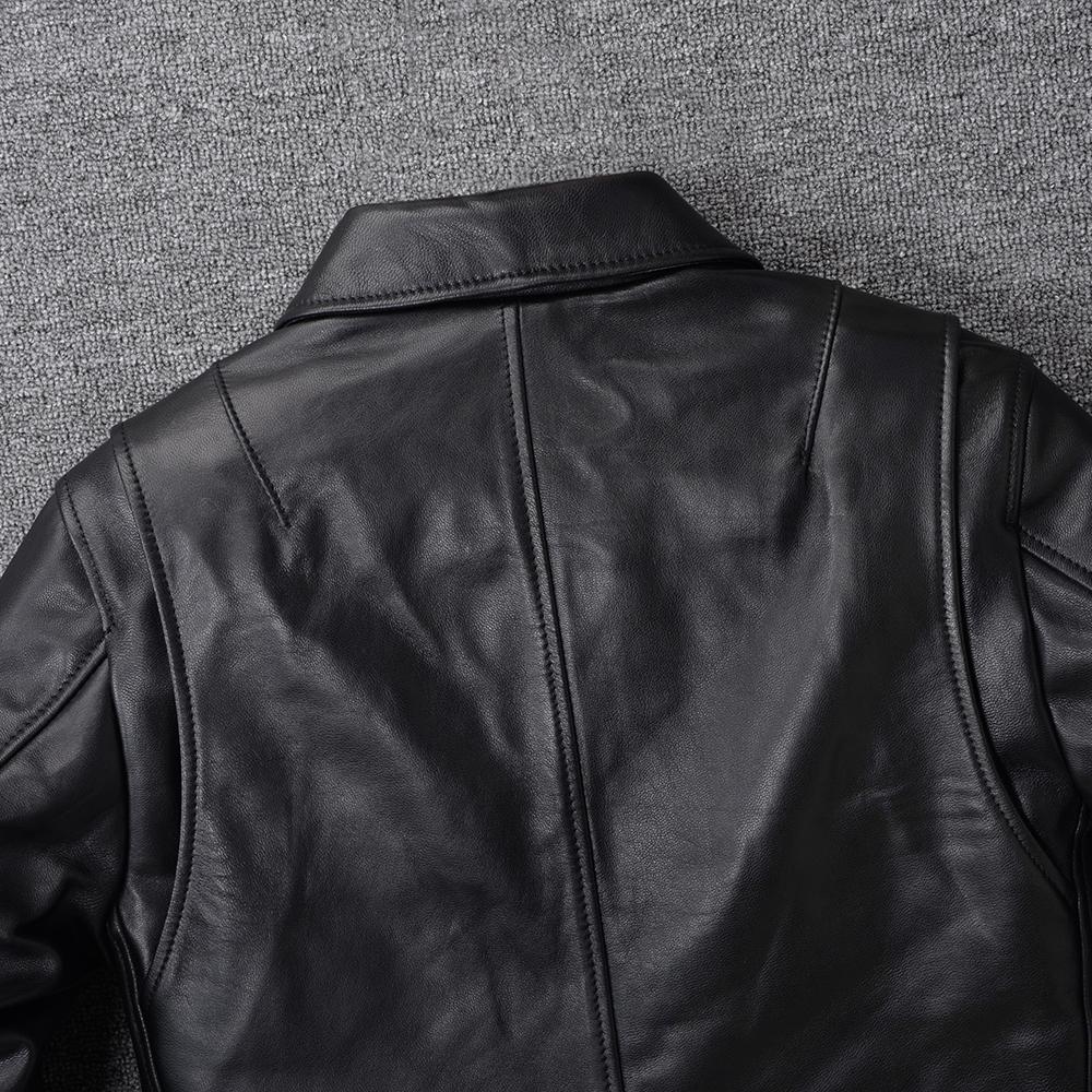 Classic 1930s Style Natural Goatskin Men's Leather Jacket Soft Slim Fit Real Skin Bomber Coat Men Clothes Spring