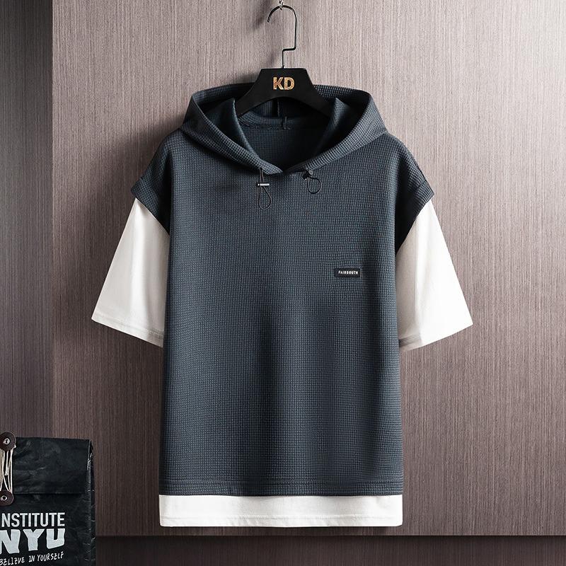 Men Casual Sportswear Set Ort Sve Hoodie T-irt Loose Fit Summer Brand Mo Two-Piece Ensemble for Teens