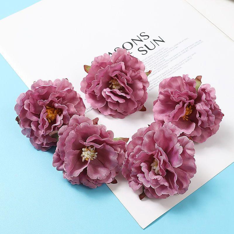 5/10PCs Artificial Flowers 6.5cm Silk Fake Flowers Heads for Home Room Dceor Garden Wedding Marriage Decoration Gifts Accessory