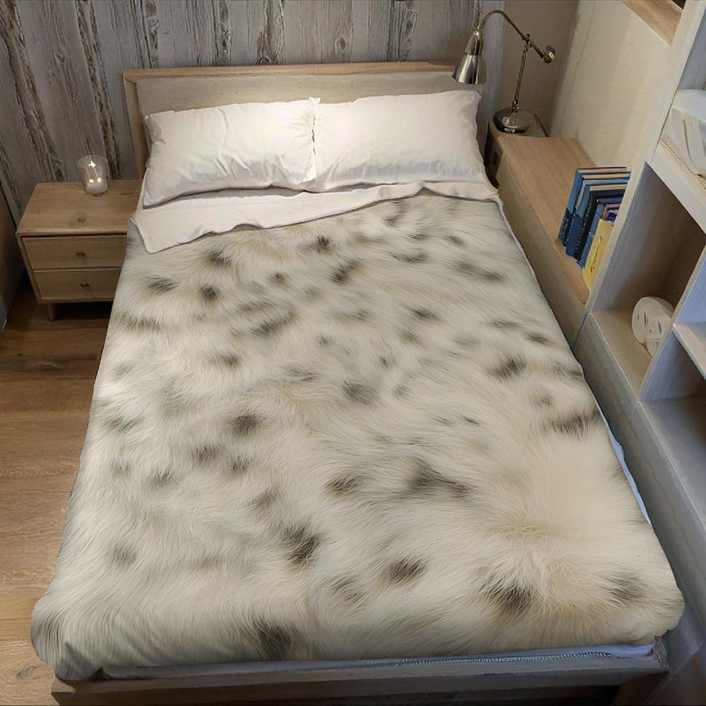 Snow Leopard Fur Print Flannel Blanket Warm Soft Halloween Christmas Couch Warm Cozy Decorative Decor Gift for All Season