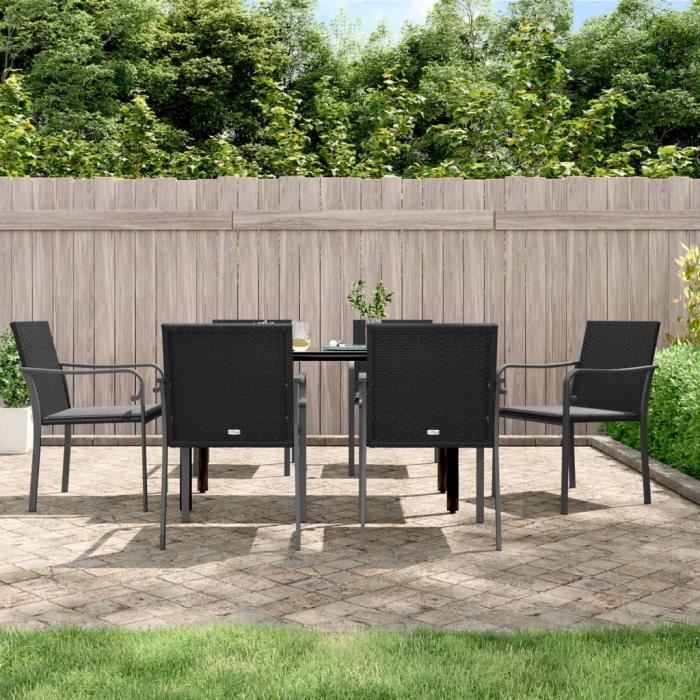 VidaXL Ensemble à manger de jardin 7 pcs coussins résine tressée acier 3186960