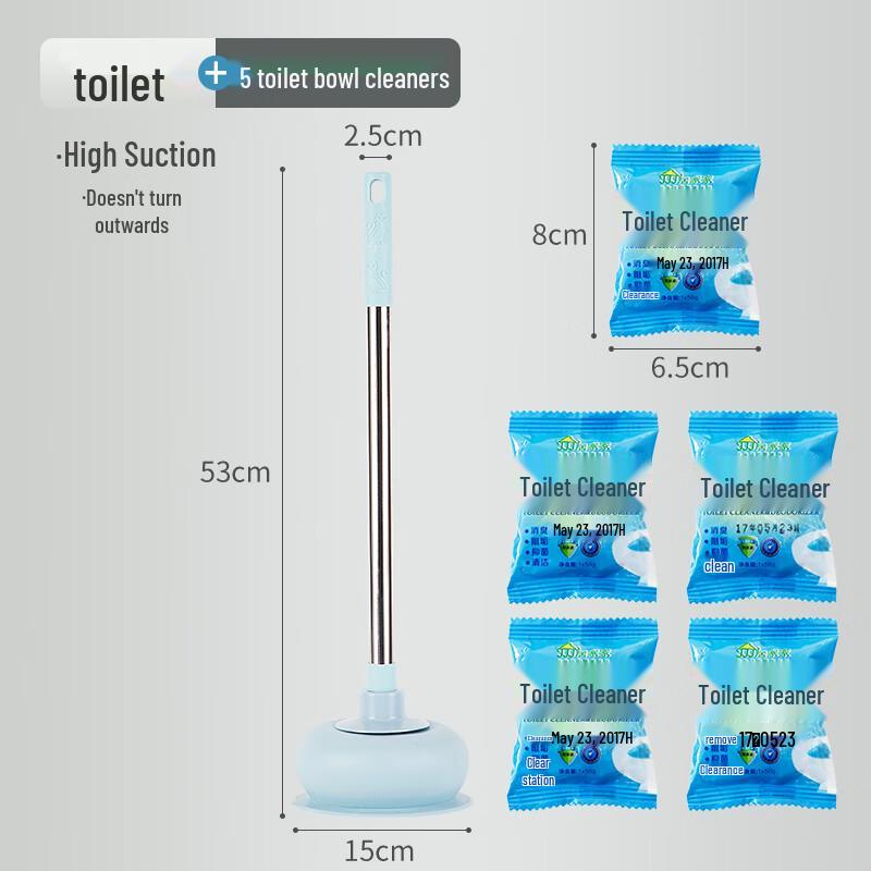Toilet Plunger and Pipe Unblocker Set