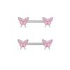 7Pairs Body Piercing Jewelry with Pink Silver Cubic Zirconia Elegant Nipple Rings Adornment for Special Occasions