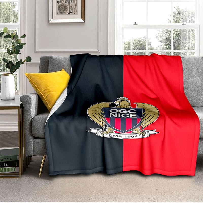 Ogc Nizza Wappen Kunstwerk Decke Leicht Ideal Bettwäsche Decke Perfekt für Reisen, Camping, Wohnzimmer, Büros, Sofas, Fan Weihnachtsgeschenk