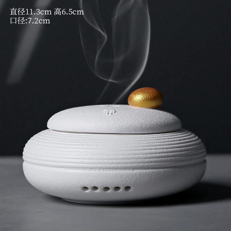 Keramisk rökelsehållare med lock Rökelsebrännare för rökelsepulver Meditation Gåva Heminredning Quemador De Incienso