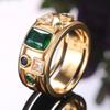 Gorgeous Gold Color Band Women Rings with Irregular Colorful Cubic Zirconia Wedding Party Jewelry Trendy Accessories Gift