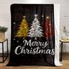 Three Festive Christmas Trees Design Patterned Flannel Blanket Perfect for the Bedroom Living Room, Sofa, or a Little Nap