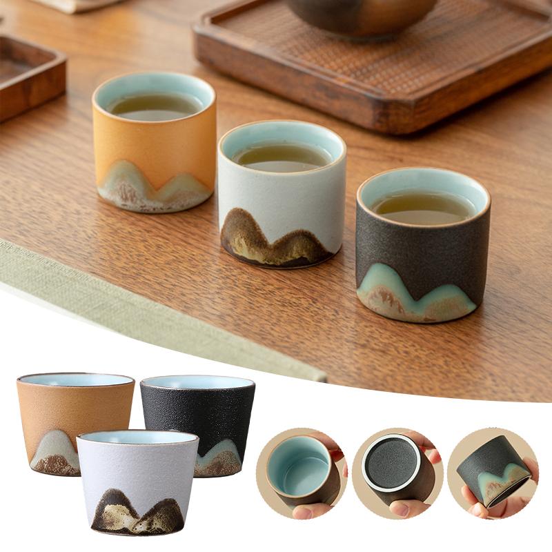 Ceramic Tea Cup Porcelain Painted Teacups Chinese Kungfu Cup Retro Coffee Mug Ceramic Glaze Painted Tea Cup Gift To Friends